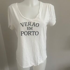LOFT White Scoop Neck 'Verão em Porto' Graphic Tee